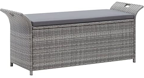 INLIFE Baúl con cojín (138 cm, poliratán), color gris