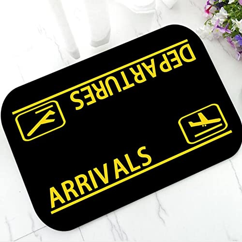 YACANNA Fußmatte für Innen Außen Waschbare Cool Airplane Arrivals Departures Haustürmatte Bodenteppich Badezimmer Küche Rutschfester Flur 60x90cm