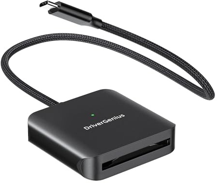 DriverGenius MediaPro CFast | CFast 2.0 Kartenleser USB Typ-C – USB 3.2 Gen1 (5Gbps) für Foto & DSLR Video, Geflochtenes Aluminiumkabel 30 cm (HB083-C)