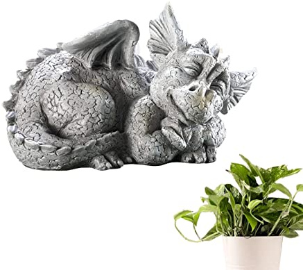 Tuzsocr Statue en Résine de Dragon Fantastique - Décoration de Jardin pour Balcon et Ornement Avant (Dragon Gauche)
