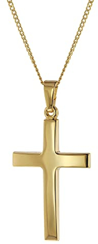 trendor Männer-Halskette mit Kreuz Gold 333/8K Kreuz-Anhänger 31 mm zeitloser Halsschmuck aus Echtgold für Männer, elegante Geschenkidee, 41910-60 60 cm