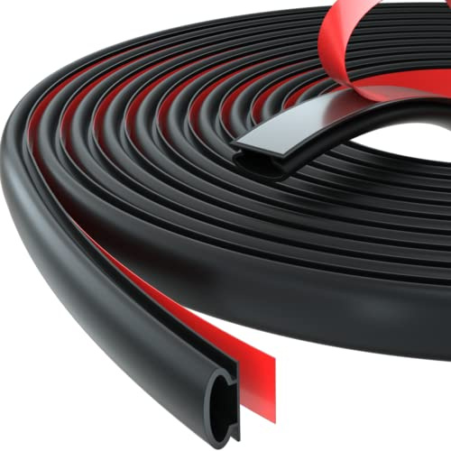 6M Black D-Shape Rubber Door Weather Seal Strip Draught Excluder | Door Frame Seal for 2.5mm-5.5mm Gaps, Blocks Draughts, Self Adhesive,Anti-Collision, Soundproof, Dustproof & Waterproof Strip