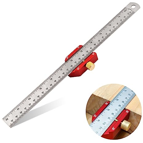 Streichmaß, 300mm Metrisches Streichmaß Anreißlineal Edelstahl, Streichmass Metall mit Anschlag, Anreisswerkzeug Metall zum Markieren von 30°、45° 、60°und 90° für für DIY, Holzarbeiten