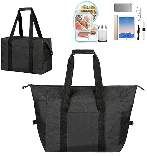 Fhioevt Kühltasche Faltbar 20L Kühltasche Gross Picknicktasche Kühltaschen,Thermotasche mit Lsolierung Faltbar, Soliertasche Cooler Bag für Camping Picknick Lebensmitteltransport Einkauf (Schwarz)