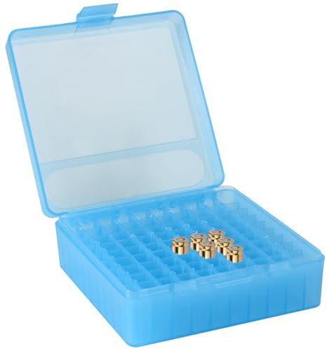 Prothens 100 round Flip Pistol empilable et verrouillable cartouche de stockage de munitions en plastique, bleu 4.65 * 4.65 * 1.77 