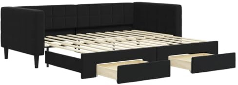 vidaXL Tagesbett Ausziehbar mit Schubladen Schwarz 90x200 cm Samt