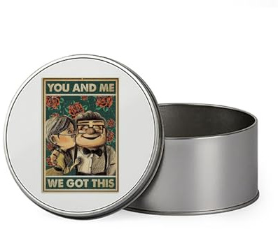 Giftme Carl and Ellie, You and Me We Got This, Retro Sign Poster, Metal Tin Storage Box Biscuit Chocolate Tin Emergency Stuff Tin. (Round)