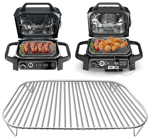 GCQ Stainless Steel Rack for Ninja Woodfire OG701 OG751, 12.6×8.7 IN Flex Flame Combi Accessories Outdoor Indoor Grill Stand for Wood fire Electric Air Fryer, Dishwasher Safe