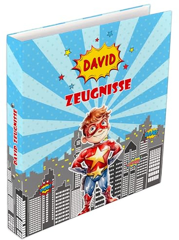 Personalisierte Zeugnismappe mit Namen, Dokumentenmappe für Zeugnisse, schmaler Ordner A4, Zeugnisringbuch A4, Urkundenmappe Kinder, Geschenk Einschulung, Mappe Superheld, Feenstaub