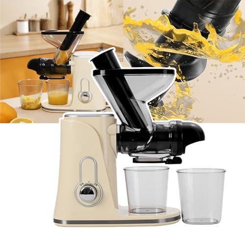 QIeAny Slow Masticating Juicer, Large Diameter (5cm/1.97inch),Quiet Motor/Reverse Function/Easy to Clean,Whole Fruit And Vegetable for Delicate Crushing without Filtering