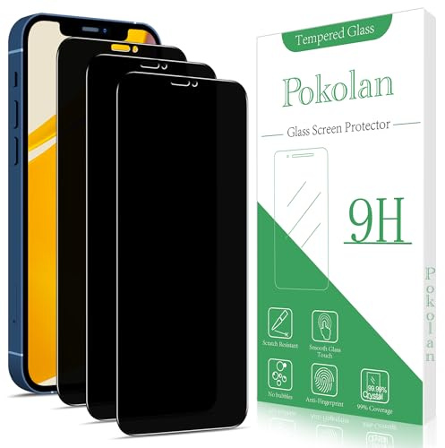 Pokolan 3 Stück Sichtschutz für Apple iPhone 12 Mini Panzer Schutz Glas | Anti Spy, Glas Displayschutzfolie, Frei von Kratzern, 9H Härte, Blasenfrei, Ultrabeständig