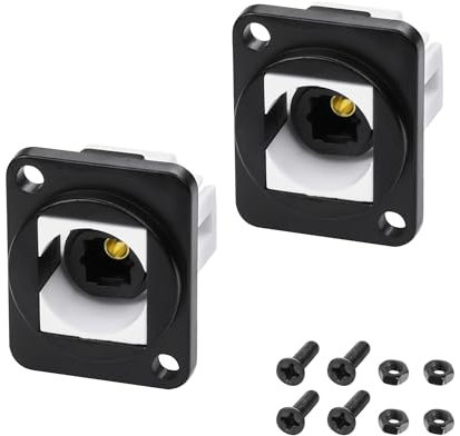 MEIRYFA TosLink - Accoppiatore ottico digitale in fibra ottica, 2 adattatori per cavo in fibra, estensore femmina a pannello per lettore CD, TV Sound Bar ProAudio Card