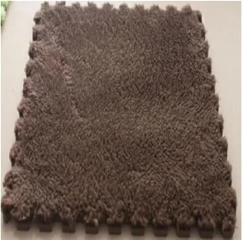 12pcs Multi Color Living Room Carpet EVA Foam Mats Puzzle Mat Soft Shaggy Rug Crawling Pad RV Carpet Tiles for Bedroom, Playroom,Exercise(Coffee)