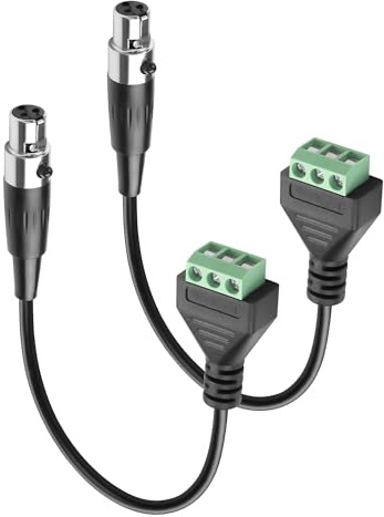 GINTOOYUN 2-PCS Mini XLR 3-Pin zu 3-Pol Klemmenkabel Mini XLR 3-Pin Weiblich zu 3-Pol Abnehmbares Klemmenmikroskop Kabel für Kameras,Mikrofone,Mischkonsolen etc(11.81 Zoll)(Stil 2)