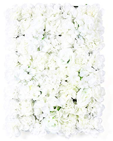 WooDerson 20 Stück Weiß Künstliche Blumenwand Paneele 60X40cm Blumenwand Kunstblumen Gross Blumenwandpaneel Für Party, Heimdekoration, Hochzeit Usw