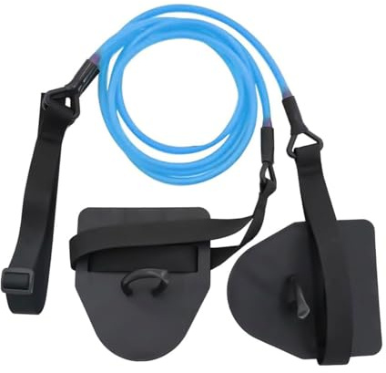 Laroal Land simtränare med handpaddlar Motståndsrep Dragband Fitness Avtagbart elastiskt band för att förbättra armstyrkan (Blå 40 Lbs)