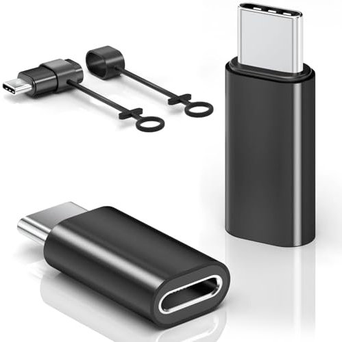 Adattatore da Lightning a USB C, 2 Pezzi 27W Adattatore da Lightning Femmina a USB C maschio per iPhone 16/16 Pro/15 Pro Max/15 Plus, Galaxy S24/S23, iPad, non per Audio/OTG (nero)