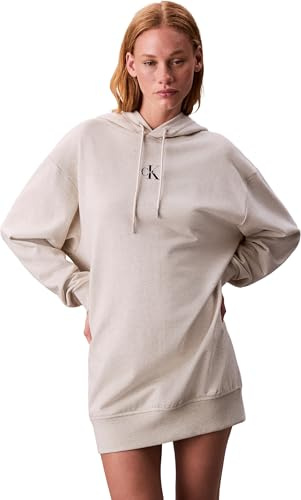 Calvin Klein Sudadera Mujer Premium Terry Larga, Beige (Vanilla Heather), M