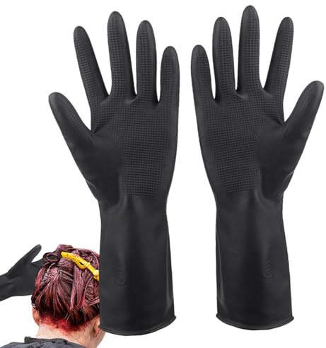 2paires Gants De Teinture De Cheveux, Gants Jetables Coiffure, Gants En Latex Cuisine, Gants Noir Jetable Non Poudrés & Sans Latex, Gants En Latex Noir Gants De Coloration Des Cheveux Accessoires