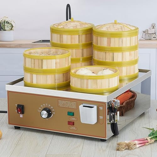 Vaporiera Elettrica, Vaporiera In Acciaio Inox, Vaporiera Per Alimenti Porosi, Temperatura Costante 30-110 °C, Macchina Per Scaldare Panini Al Vapore Per La Colazione(4Holes)