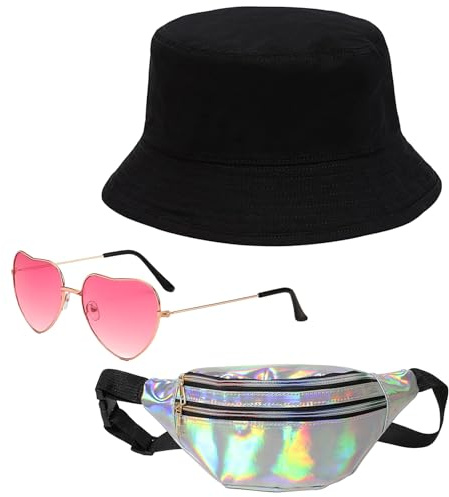 Henjunu Mallorca Party Outfit,Mallorca Fischerhut | Brille für Malle Party Accessoires,Bunt PU Leder Gürteltasche,Mallorc Accessoires,Malle Accessoire,Malle Part Outfit