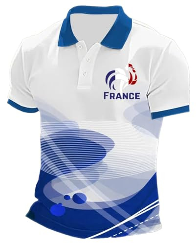 Foweknow Polo Camisetas para hombre de manga corta con bandera de Francia, camiseta deportiva para hombre, polo deportivo de verano, transpirable, de secado rápido, con botones, cómoda e informal