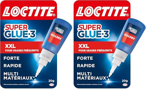 Loctite | Super Glue-3 XXL (flacon de 20 g) – Colle forte grand format pour usages fréquents – Colle liquide transparente multi-matériaux (Lot de 2)