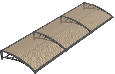 GUANSU-CN Marquise de Porte Exterieur 150x80 cm, Auvent de Porte d'entrée en Polycarbonate Anti-Pluie & Anti-UV pour Terrasse, Balcon & Patio