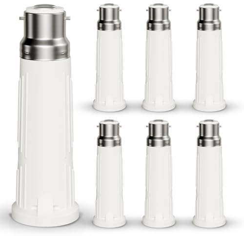 DiCUNO Adaptateur B22 vers E27, Rallonge de Douille 9 CM, Convertisseur Douille B22 en Vis Standard pour Ampoule E27, Max 200W 250V, Résistant à la Chaleur 180℃, Lot de 6