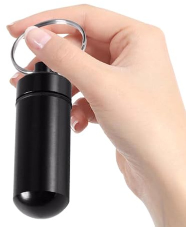 Pocket Pill Case with Keyring - Small Pocket Pill Box, Portable Mini Pill Container for Handbag, Waterproof Metal Pill Holder for Outdoor Travel, Daily Use