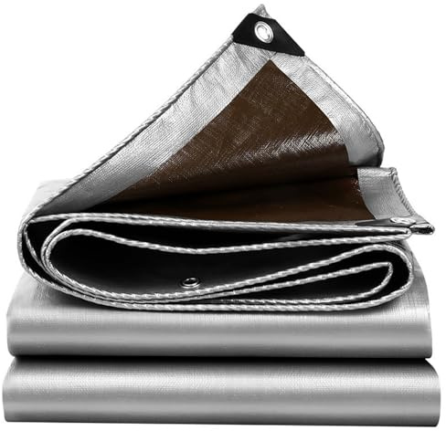Telone impermeabile resistente, 1,8 x 10 m, in polietilene antistrappo, con occhielli e bordi rinforzati, copertura resistente ai raggi UV, per rimorchi, auto, camion, bici, piscina, legna da ardere