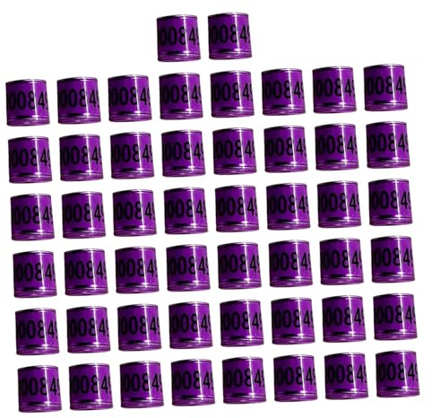 PETSOLA 50 Pièces Pigeon Leg Rings Anneaux Identification Numérotés Aluminium Bagues Réutilisables Accessoire Gestion Oiseaux Adapté Gestion Volaille Contrôle, Violet