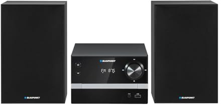 Blaupunkt MS9BT mikrostereoinstallation med Bluetooth CD-spelare FM-radio USB AUX 20 W RMS kompakt ljudsystem med högtalare fjärrkontroll equalizer och väckarklocka för hemmet