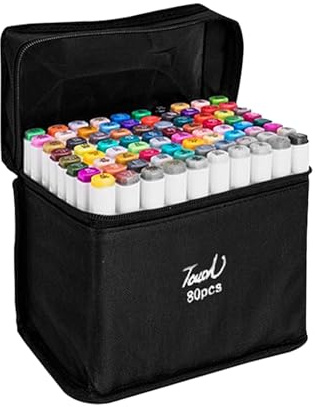 LUSKSk 80 Farben Alkohol Marker Set, Filzstifte für Erwachsene mit abgeschrägter & feiner Spitze, schnelltrocknende für Comics, Skizzen, Kalligrafie & Illustrationen