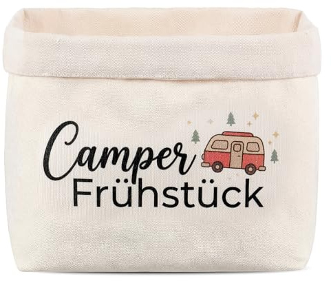 Xuniea Camping Geschenke Brotkorb aus Stoff Camper Frühstück Geschenkkorb | Wohnwagen Deko, Brottasche, Wohnmobil Zubehör, Brötchenkorb, für Frühstück Obst Camping Gadgets
