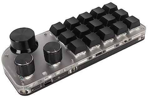 Cryfokt USB-Tastatur mit 15 Tasten, Programmierbare Tastatur mit 3 Knöpfen, Typ C Kabelgebunden, Bluetooth 2,4 G, Kabellos, 3 Verbindungsmodi, für WindowsLinux OS X Gaming of