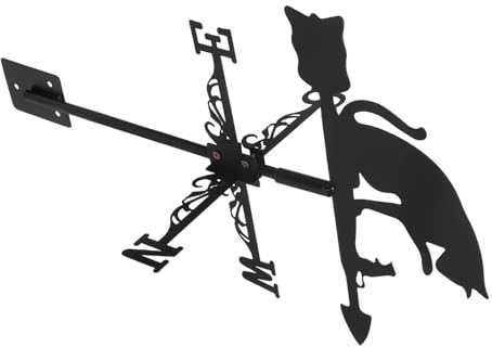 FELTECHELECTR Banderuola Segnavento Gatto e Indicatore Direzione Vento da Esterni Design Portatile e Facile Installazione in Acciaio Inossidabile Nero per Decorazioni Giardino