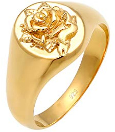Elli Ring Damen Siegelring Rose 80s Look 925 Silber