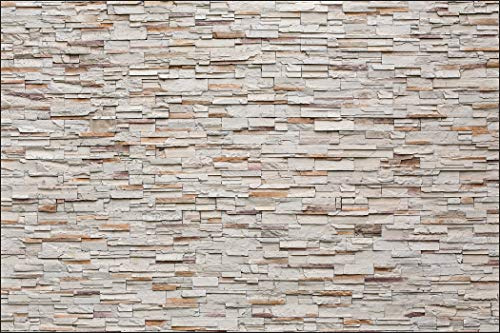 Muralo Papel pintado fotográfico de pared de piedra 60 x 90 cm, papel pintado de fieltro con aspecto de piedra, color beige, para salón o dormitorio, moderno efecto de piedra, decoración de pared 3D
