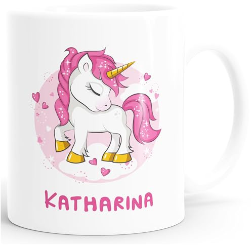 SpecialMe® Namenstasse personalisierte Kaffee-Tasse mit Namen mit Namen und Einhorn Motiv persönliche Geschenke Weiss Keramik-Tasse