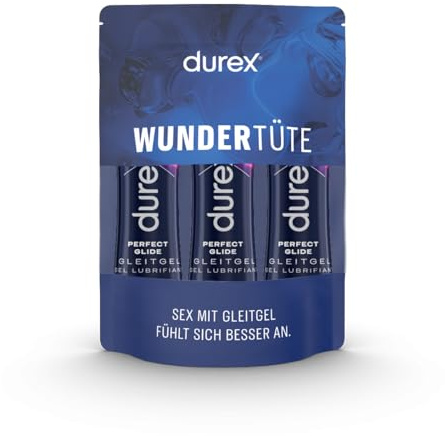 Durex Perfect Glide Gleitgel – Silikonbasiertes Gleitmittel für besonders lange Gleitfähigkeit – 3x100 ml