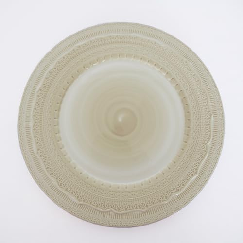 Decor Essentials Porcelain Embossed Charger Plates Pastel Themed Weddings for Easter Spring Dinner (Bone)