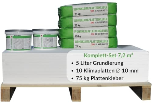 CaSi-Systems, Klimaplatte 10mm Calciumsilikat Dämmplatte, anti Schimmel, für innen, Keller, Feuchtraum, Energiesparend & Dämmend, Set für 7,2 m²