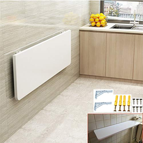 Casa Tavoli da Muro Tavolo Pieghevole a Muro,Spessore 2,5 Cm/1in,Piccolo Mobile Pieghevole per Scrivanie/Tavoli Bar/Banco da Lavoro,Sicurezza Arrotondato Angolo Design (White,40*40cm/15.7*15.7in)
