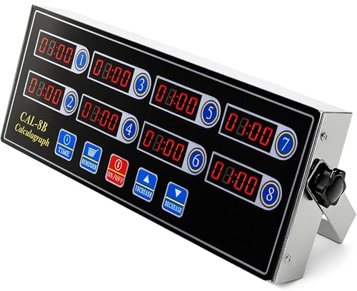 EVEDMOT Commercial 8 Channels Digital Kitchen Timer, Stainless Steel Calculagraph Timer with Loud Alarm for Restaurant, Clock Reminder on Multiple Events