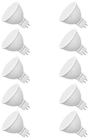 Optonica Lampadina a LED MR16 Faretto incasso SMD Spotlight, 7W (equivalenti a 56W), 560 lumen, Spot faretti soffitto a luce calda, Pacco da 6 e 10 (Bianco Caldo, 10 Pezzi)