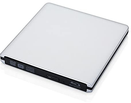 OYZY BLU-Ray De Aluminio DVD Unidad, Externa Ultra Delgada USB 3.0 Quemador De BLU-Ray BD-RE CD/DVD RW Quemador 3D 4K Disco BLU-Ray para PC De Windows por Computadora Portátil (Color : Silver)