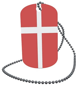 U24 Dog Tag Erkennungsmarke ID Tag an Kette Flagge Dänemark Alu 30 x 50 mm