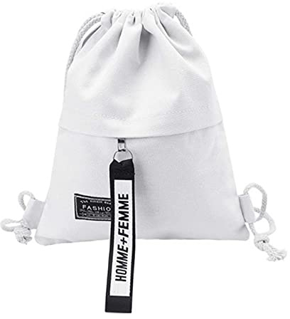 LIYGHFRTIO Segeltuch Rucksack mit Kordelzug, Turnbeutel Sportbeutel Rucksack Gym Beutel Sack Bag Tasche Sackpack Kordelzugbeutel Gymnastikbeutel Trainingsbeutel Damen Herren (Color:Weiß)