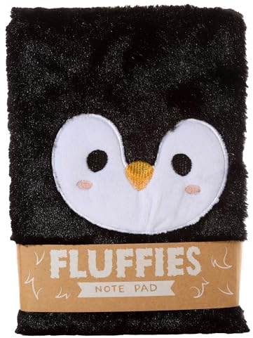 Puckator Adoramals Penguin Fluffies Plush A5 Notebook - School Teacher Student Homework Study Planner Notepad - Collage University Essentials Journals Planners - Jotter Uni Gifts Stationery Supplies